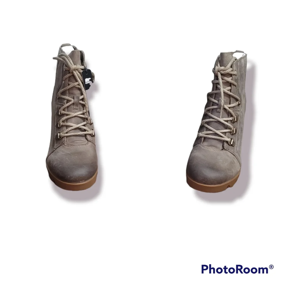 Sorel Joan Of Arc Uptown Waterproof Wedge In Khaki - Picture 10 of 11